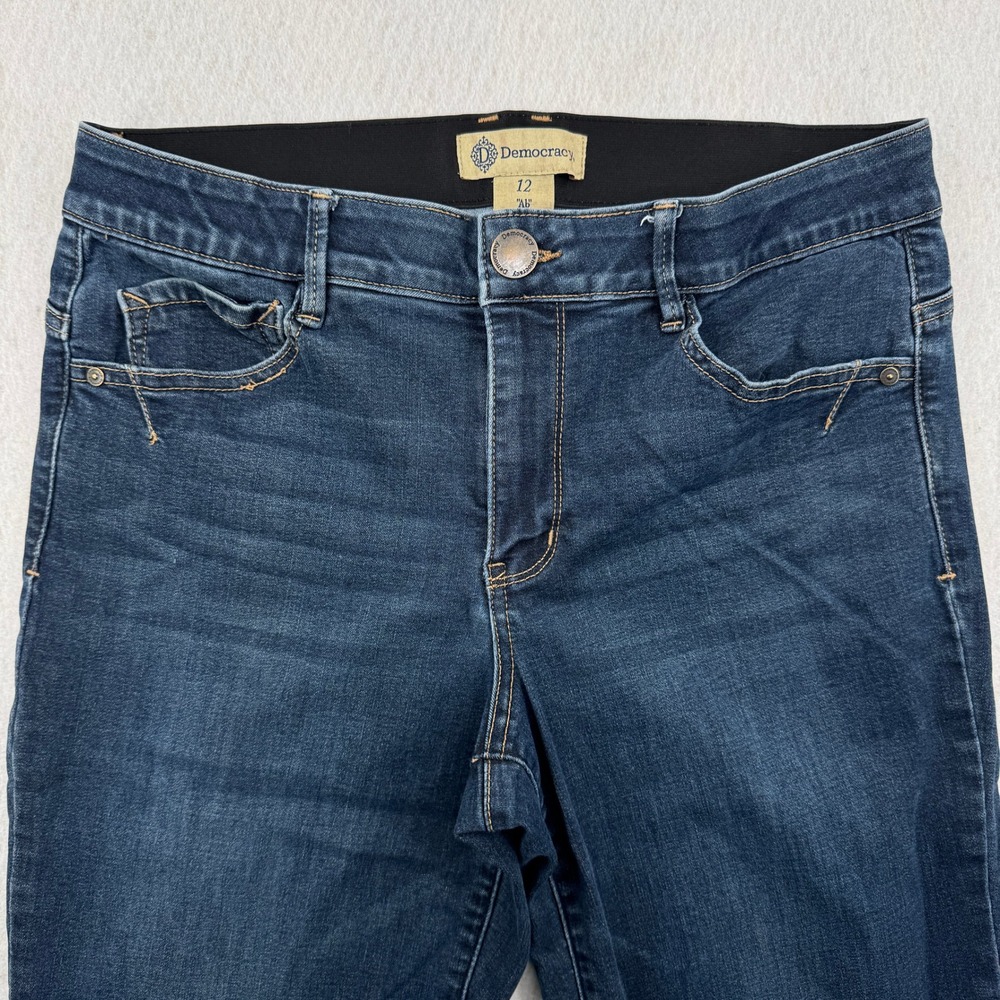Democracy Ab Solution Straight Leg Jeans Dark Wash Blue Womens 12 (33x30)